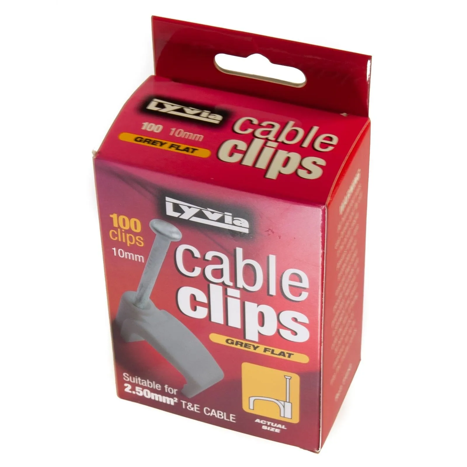 10mm Grey Flat Cable Clips Box 100 FOR 2.50mm T&E Cable | Dencon