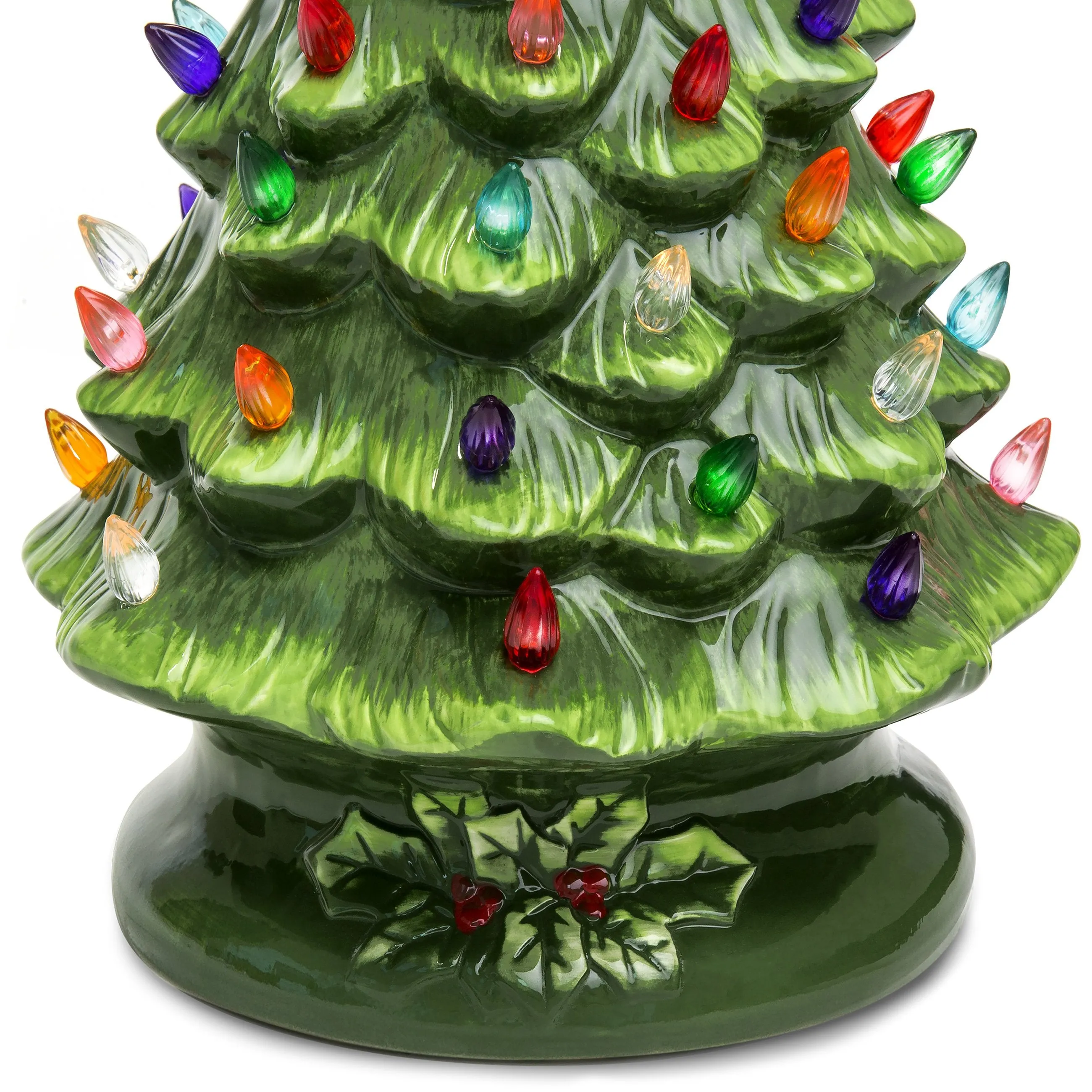 15in Pre-Lit Hand-Painted Ceramic Tabletop Christmas Tree w/ 64 Lights