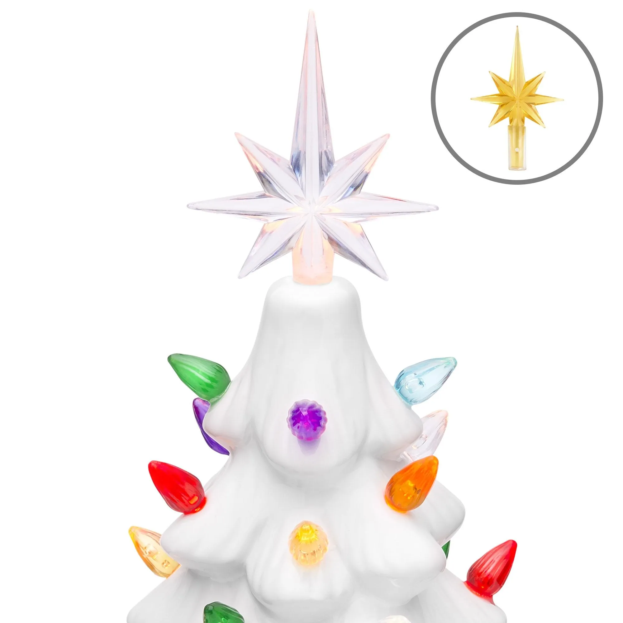 15in Pre-Lit Hand-Painted Ceramic Tabletop Christmas Tree w/ 64 Lights