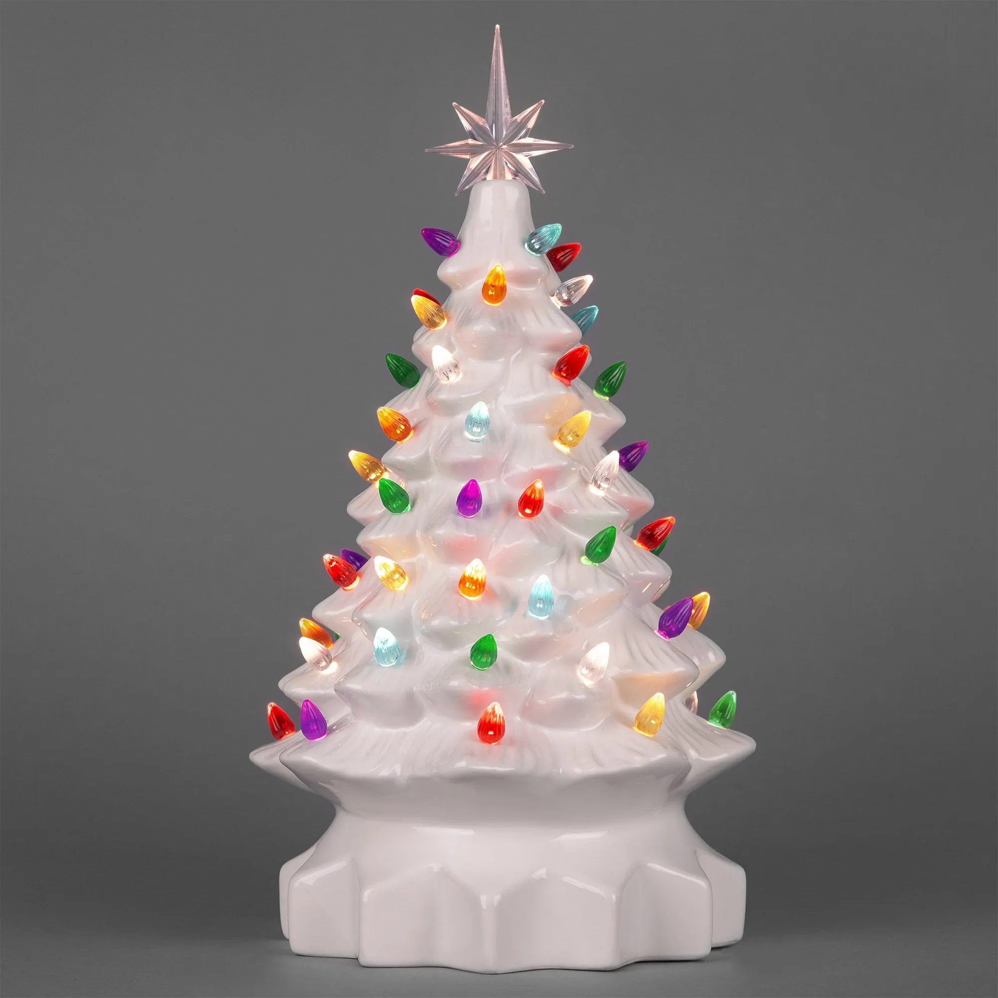 15in Pre-Lit Hand-Painted Ceramic Tabletop Christmas Tree w/ 64 Lights