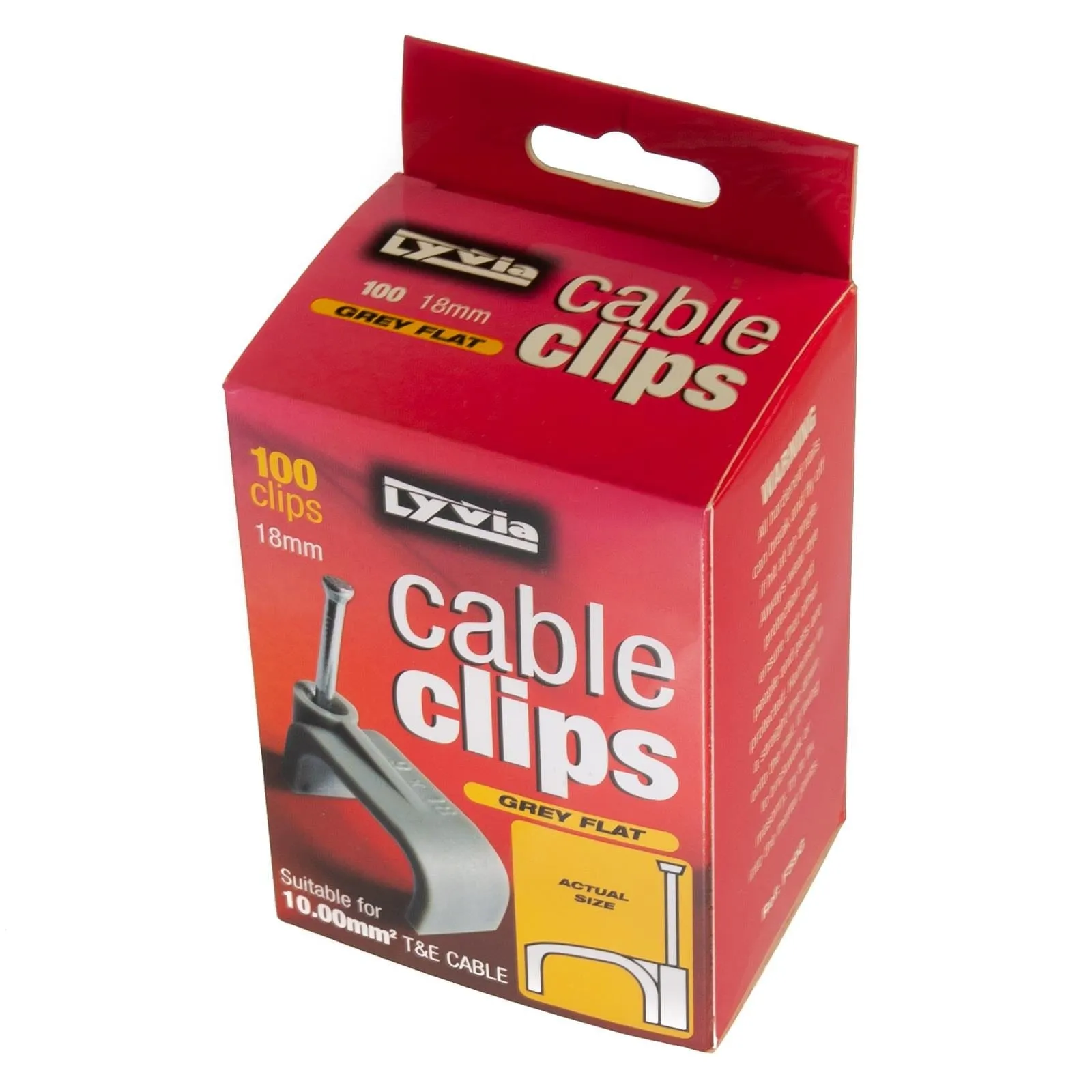 18mm Grey Flat Cable Clips Box 100 FOR 10.00mm T&E Cable | Dencon