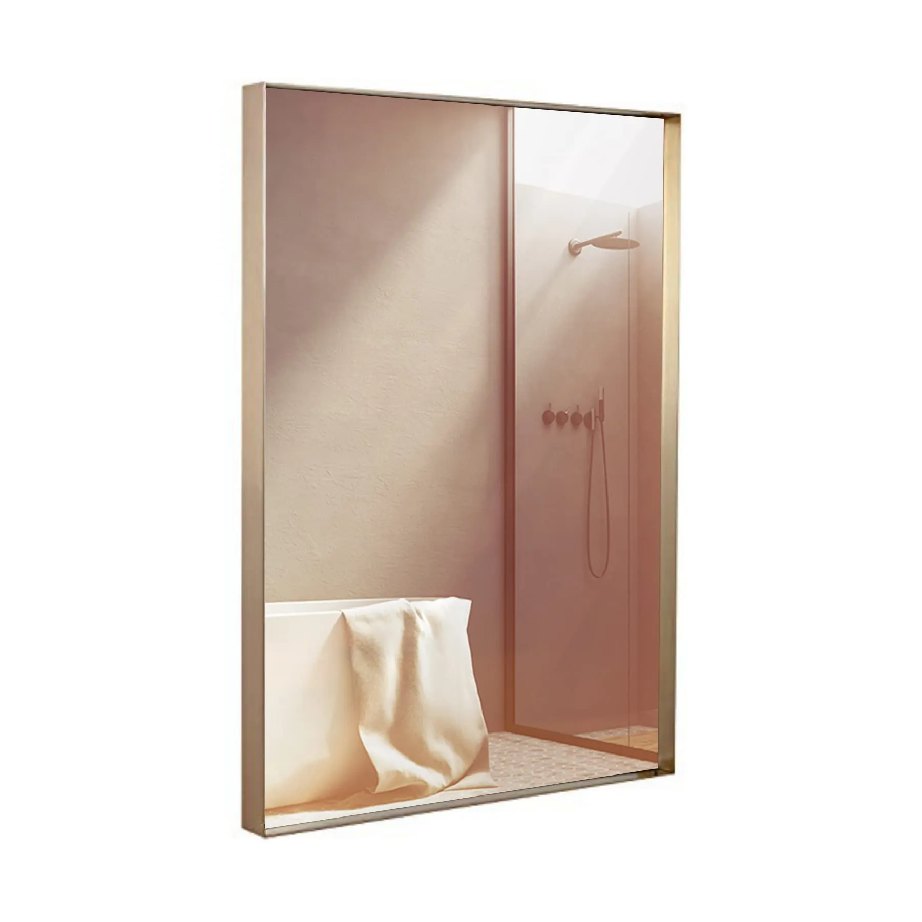 22x30 Inch Metal Gold Frame Mirror For Bathroom  Brushed Rectangular