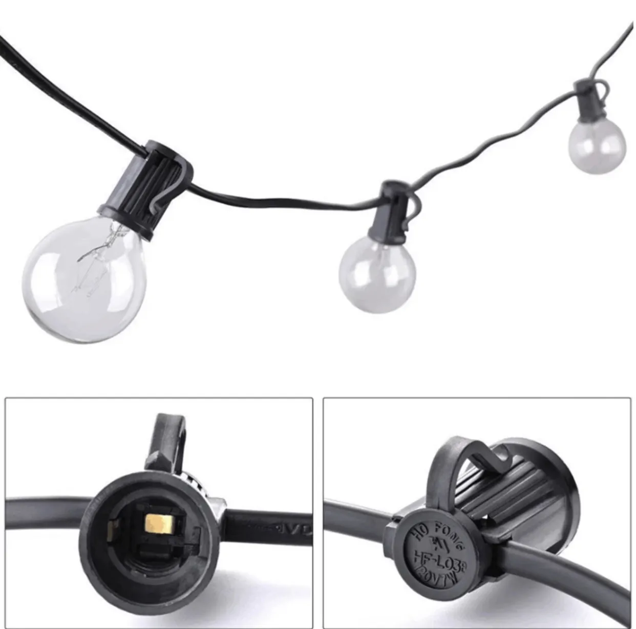 25 Ft Plug-In Outdoor String Light G40 Globe Patio Lights with 26 Edison Glass Bulbs Hanging Light