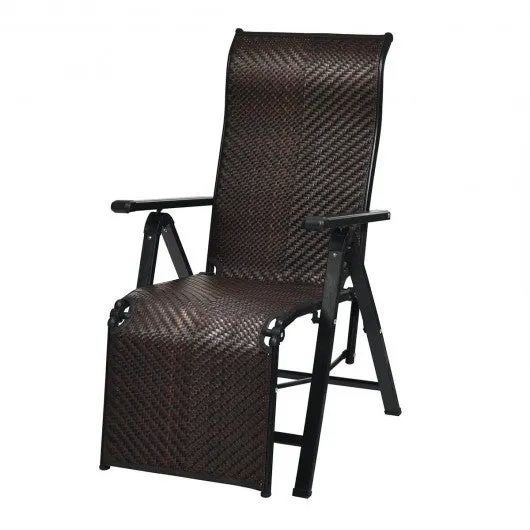 2Pcs Patio Rattan Folding Lounge Chair