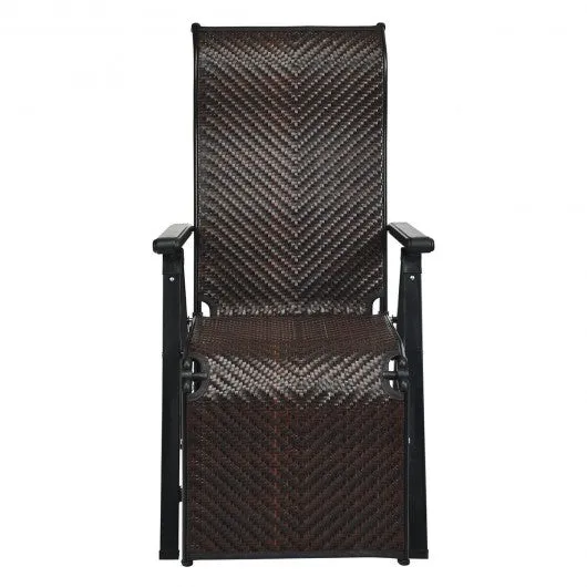 2Pcs Patio Rattan Folding Lounge Chair