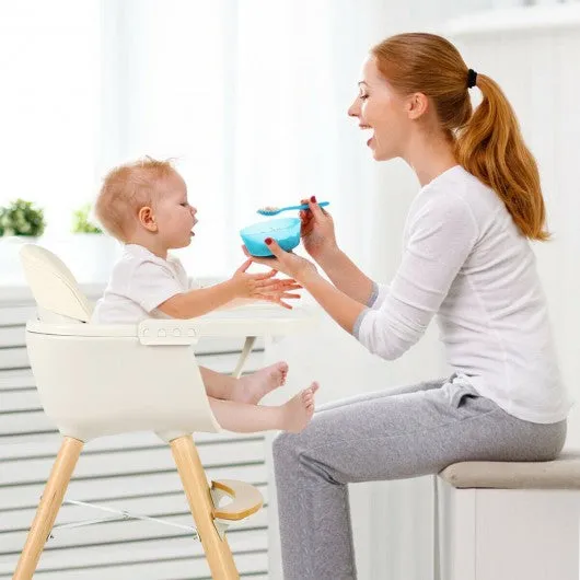 3 in 1 Convertible Wooden High Chair with Cushion-Beige