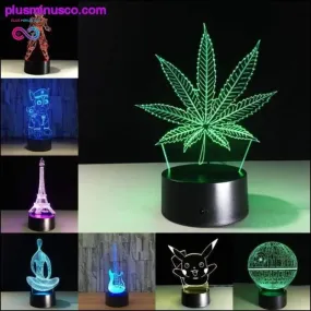 3D Visual Illusion Transparent Acrylic LED Night Light Color