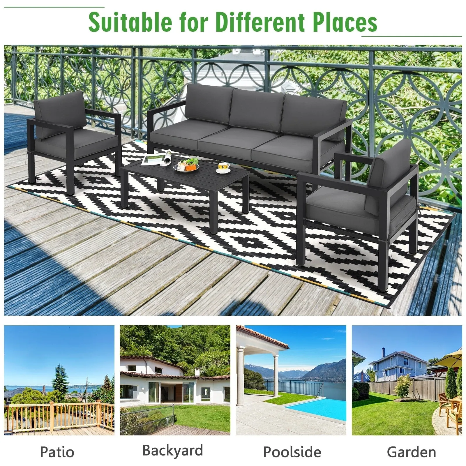 4pc Outdoor Furniture Set - Gray