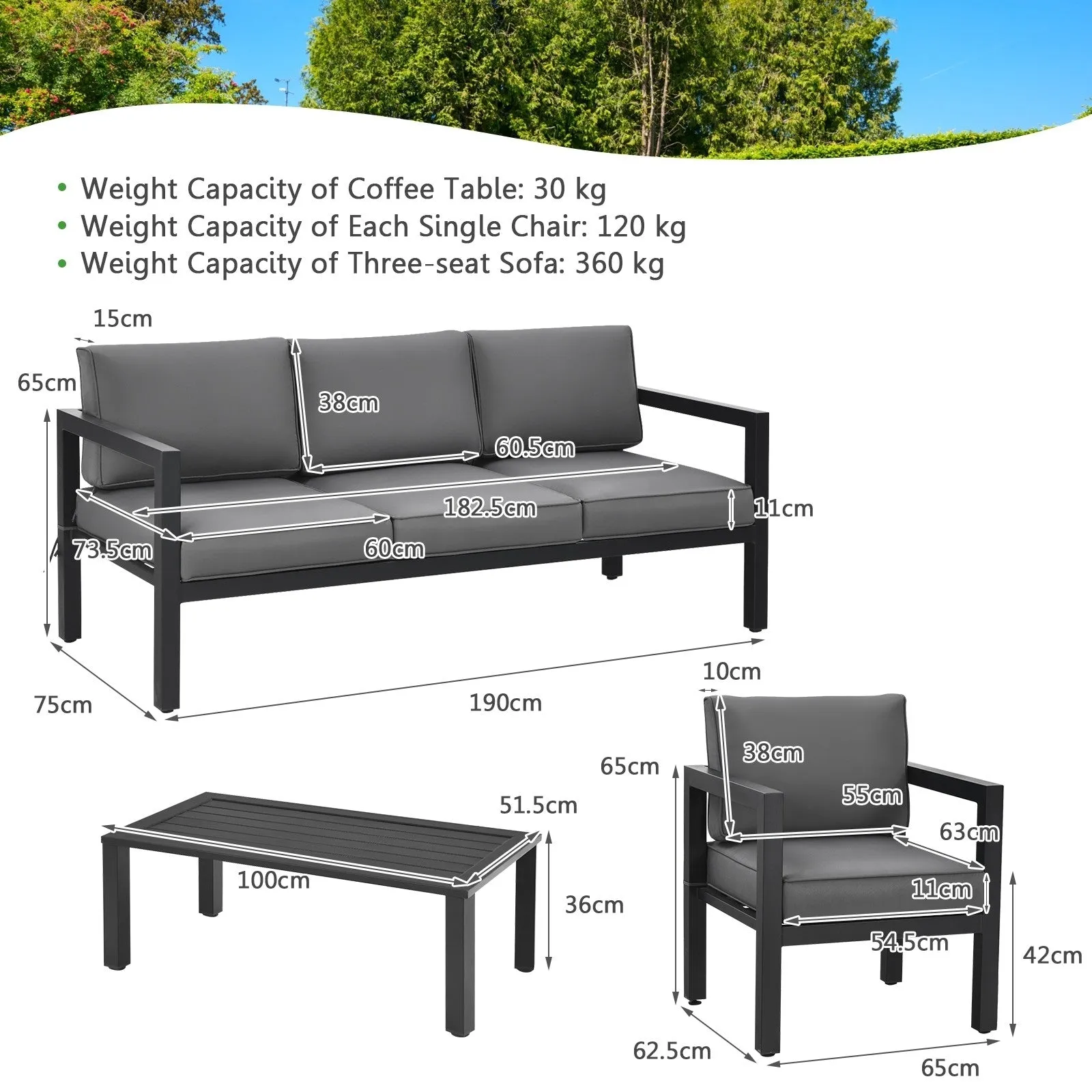 4pc Outdoor Furniture Set - Gray