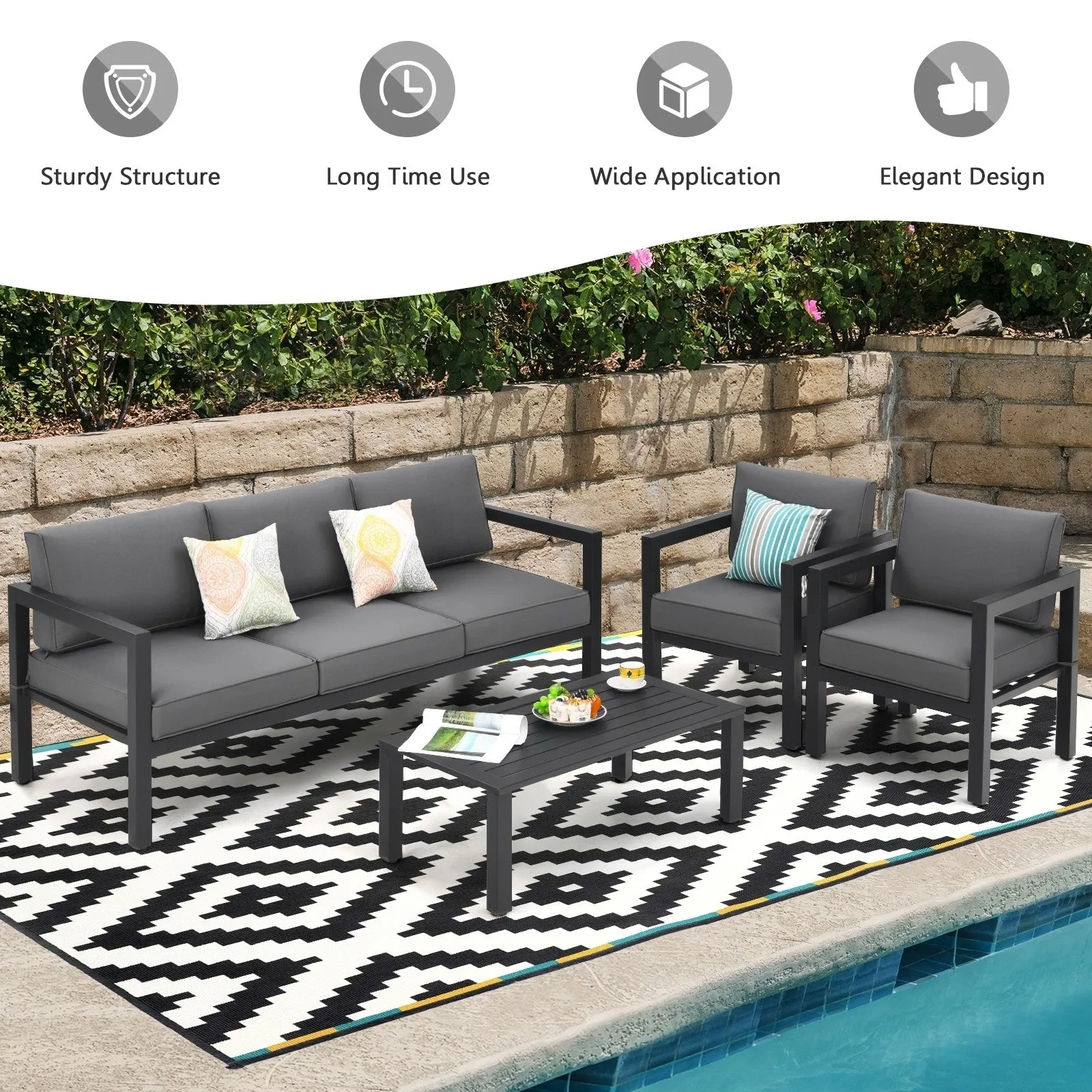 4pc Outdoor Furniture Set - Gray