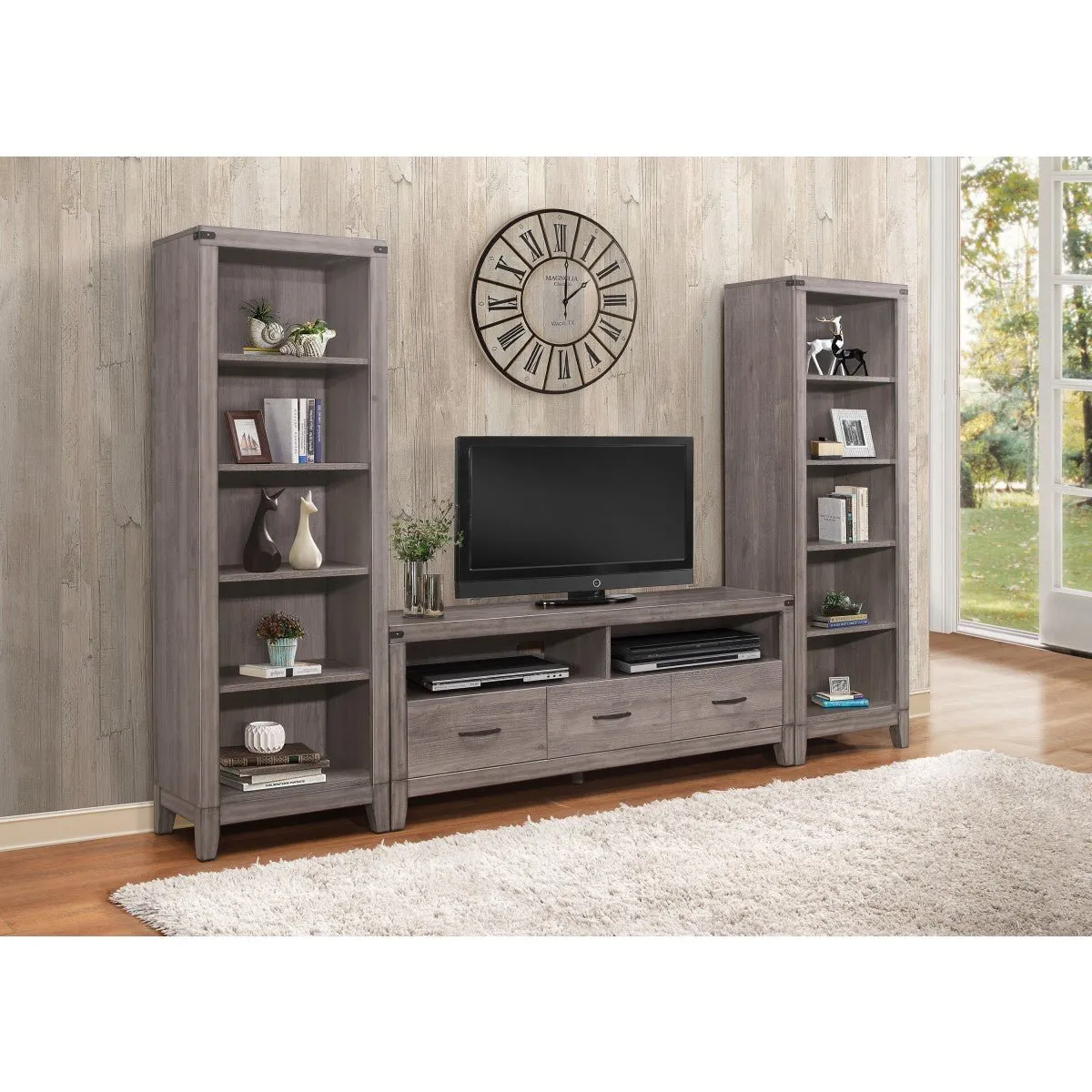 66"L Industrial design Tv Stand With 3 Storage Drawers