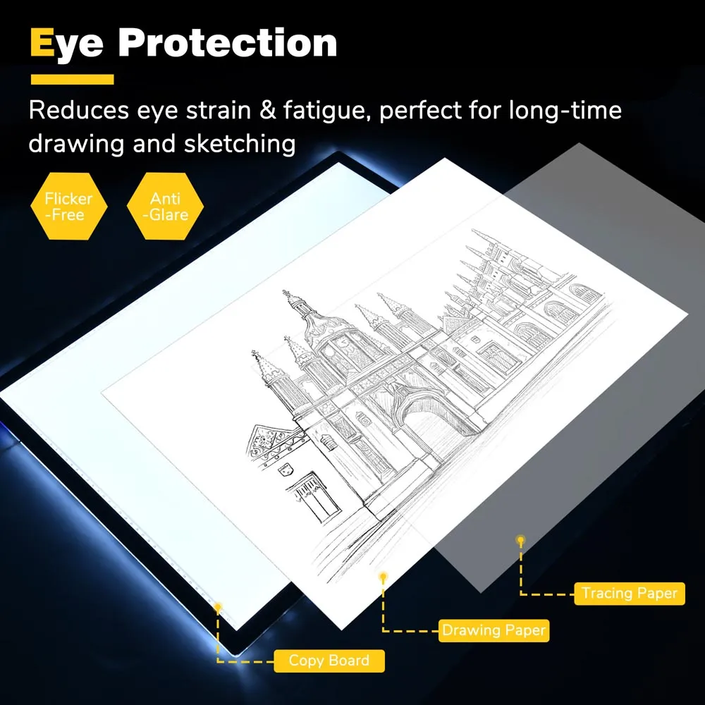 A2 LED Tracing Light Board 23" Light Pad & Tracing Paper