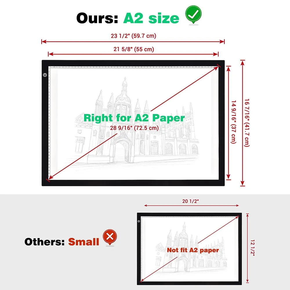 A2 LED Tracing Light Board 23" Light Pad & Tracing Paper