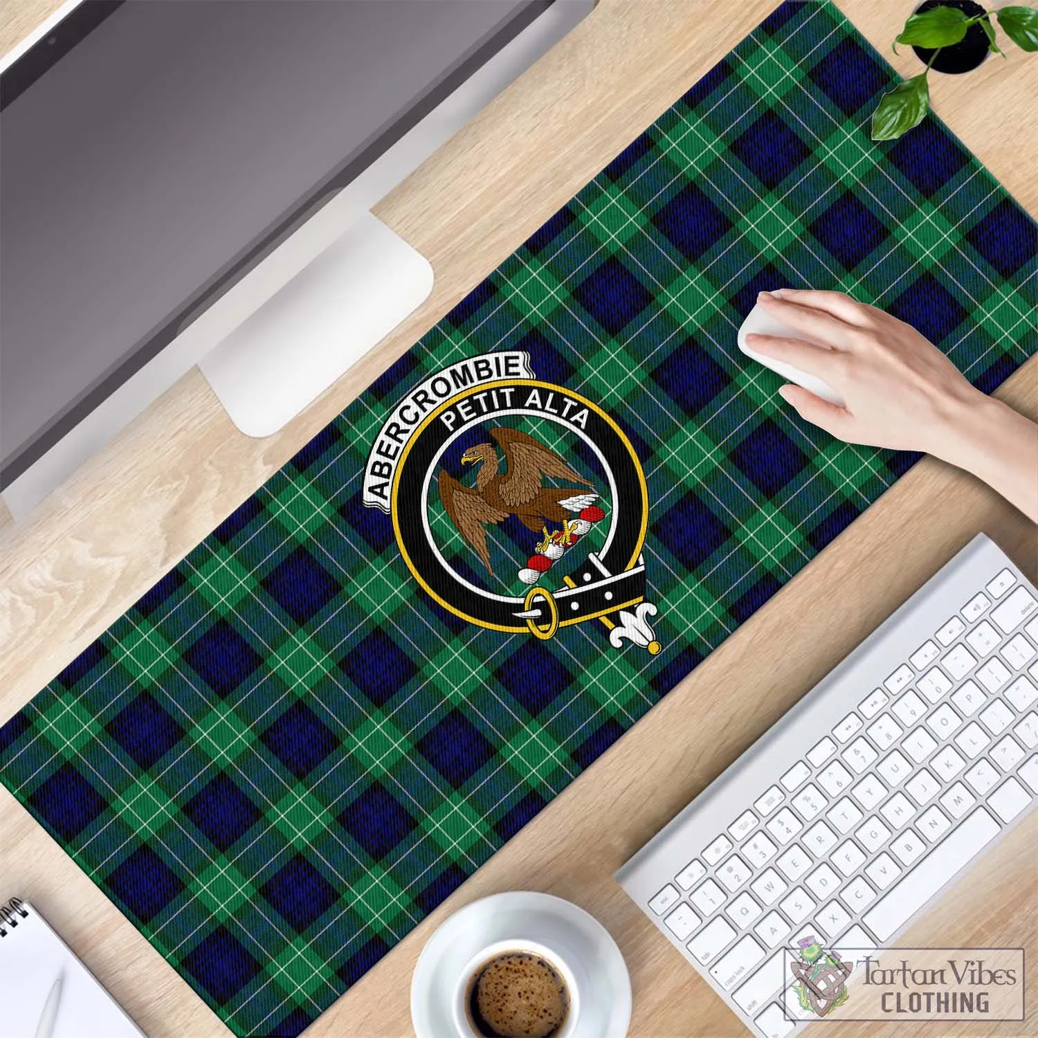 Abercrombie Tartan Mouse Pad with Family Crest