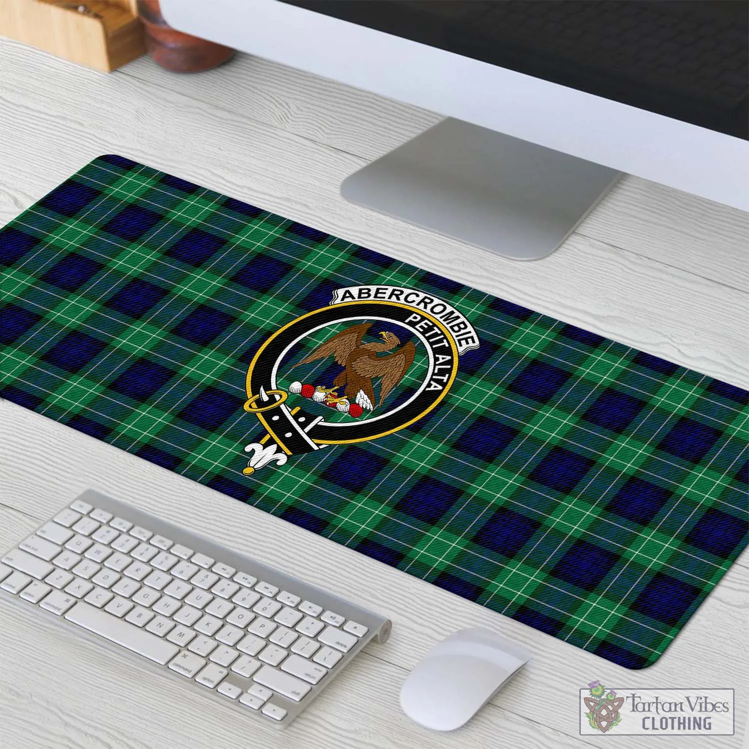 Abercrombie Tartan Mouse Pad with Family Crest