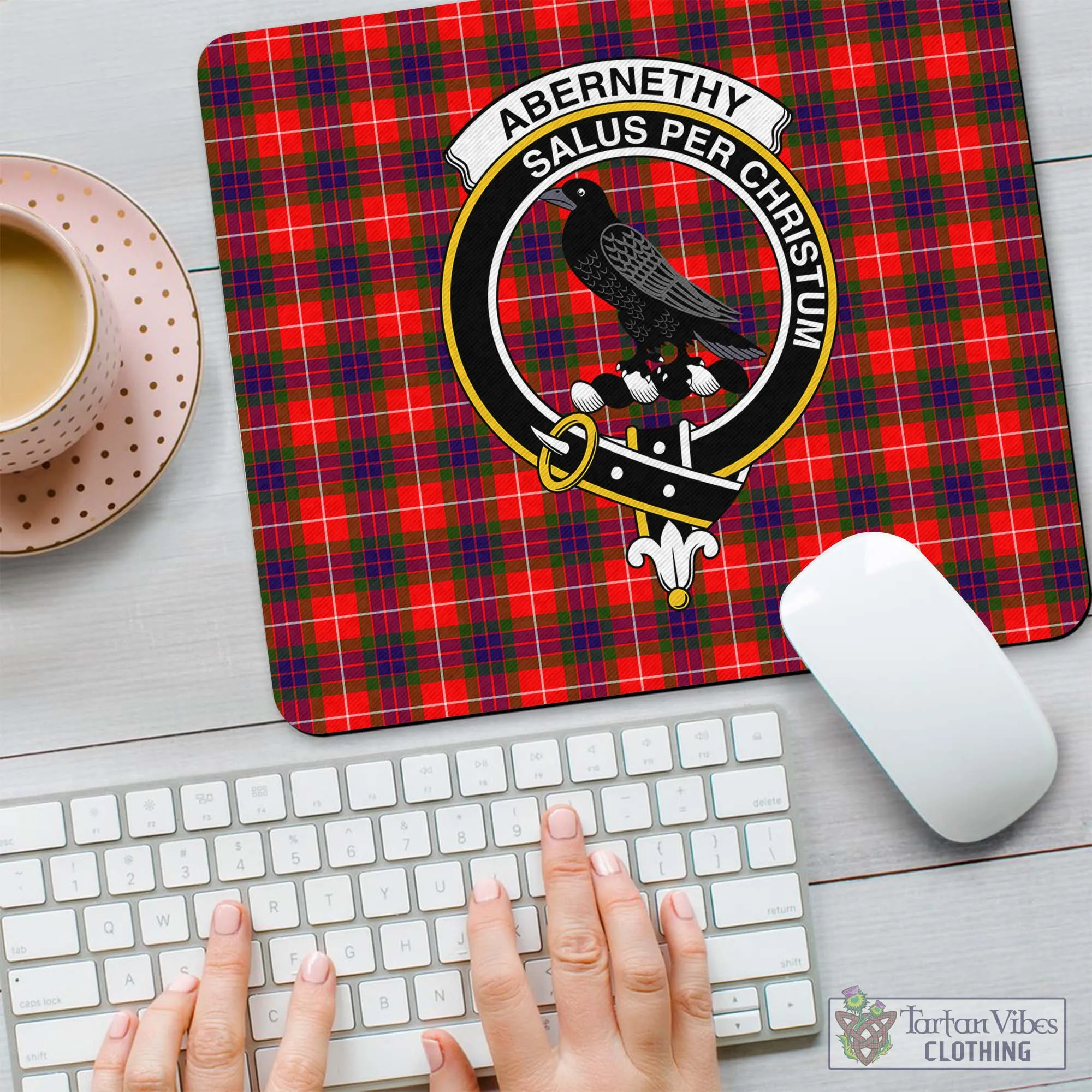 Abernethy Tartan Mouse Pad with Family Crest