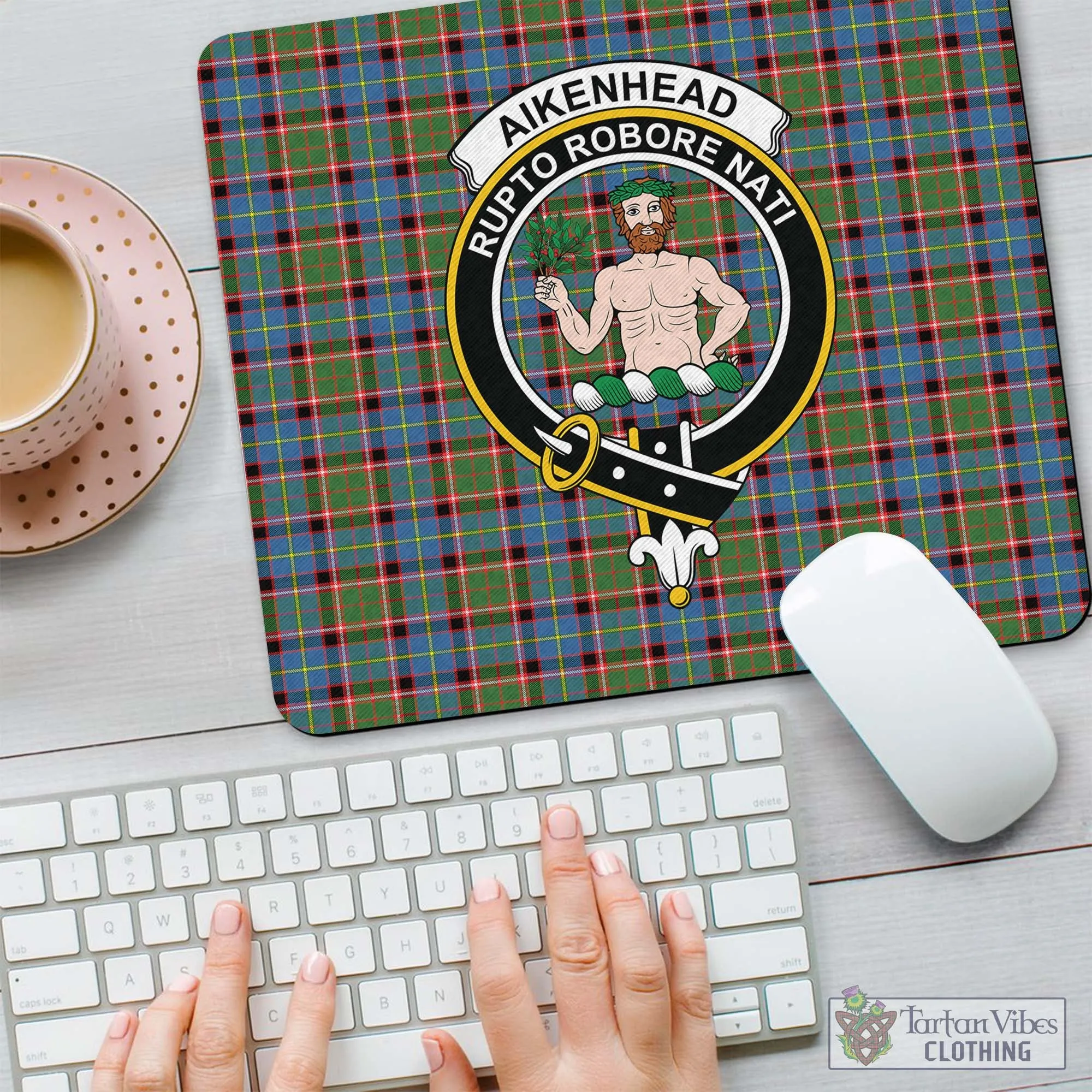 Aikenhead Tartan Mouse Pad with Family Crest