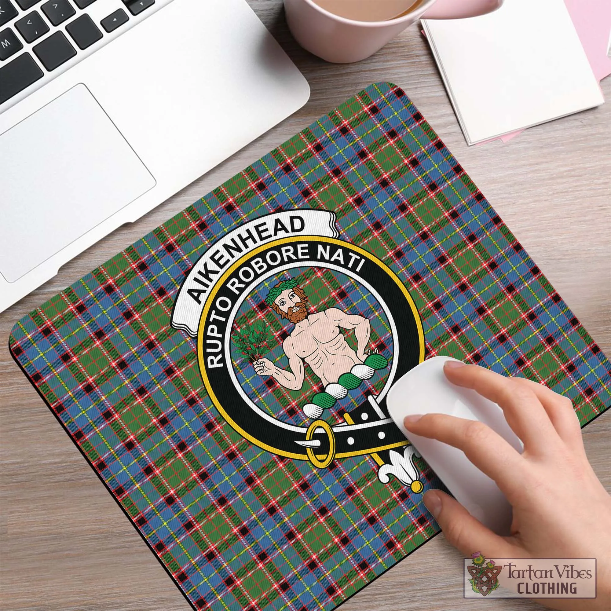 Aikenhead Tartan Mouse Pad with Family Crest