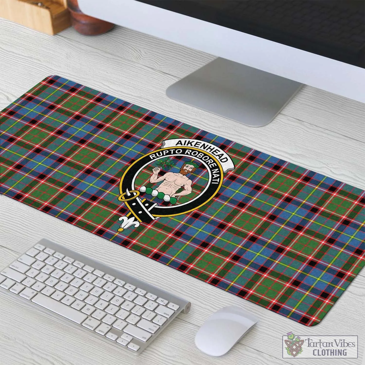 Aikenhead Tartan Mouse Pad with Family Crest