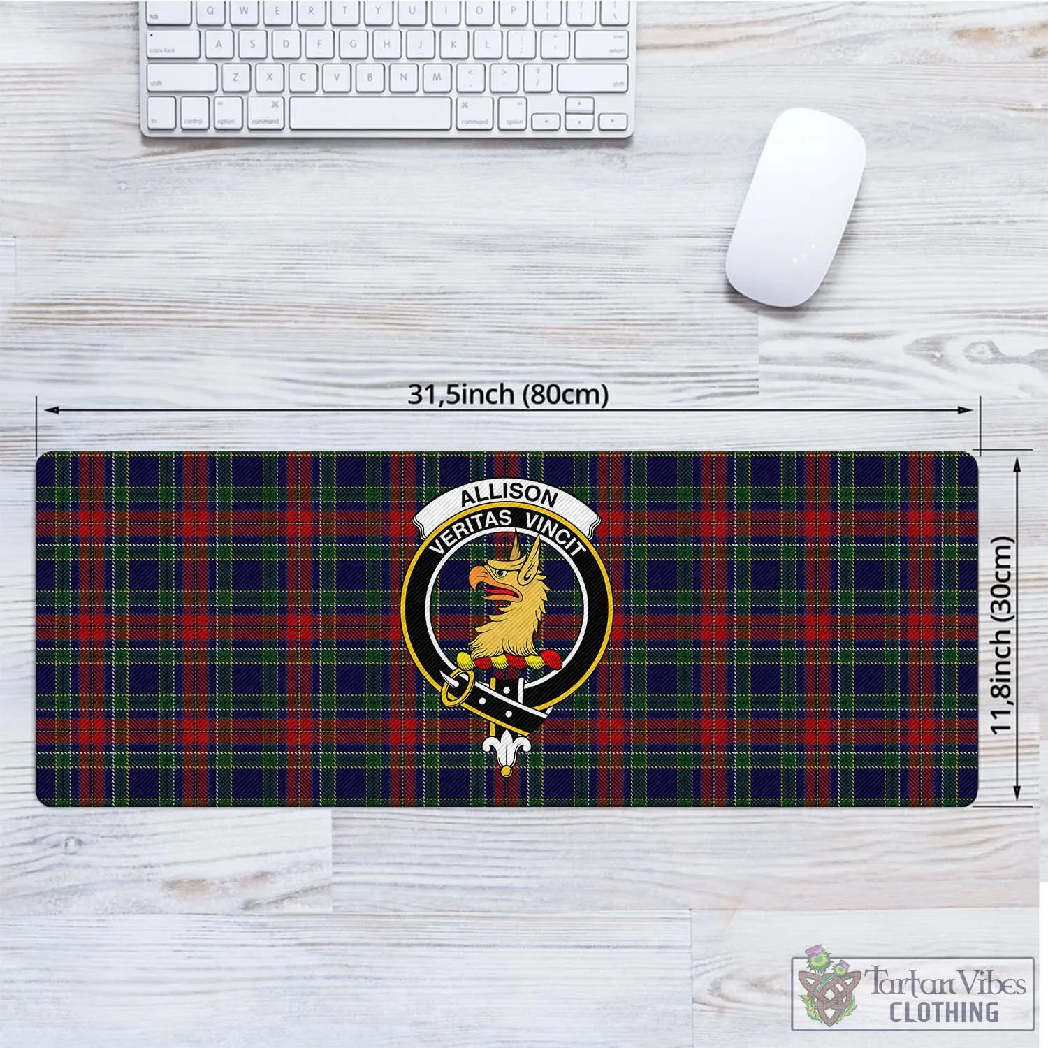 Allison Red Tartan Mouse Pad with Family Crest