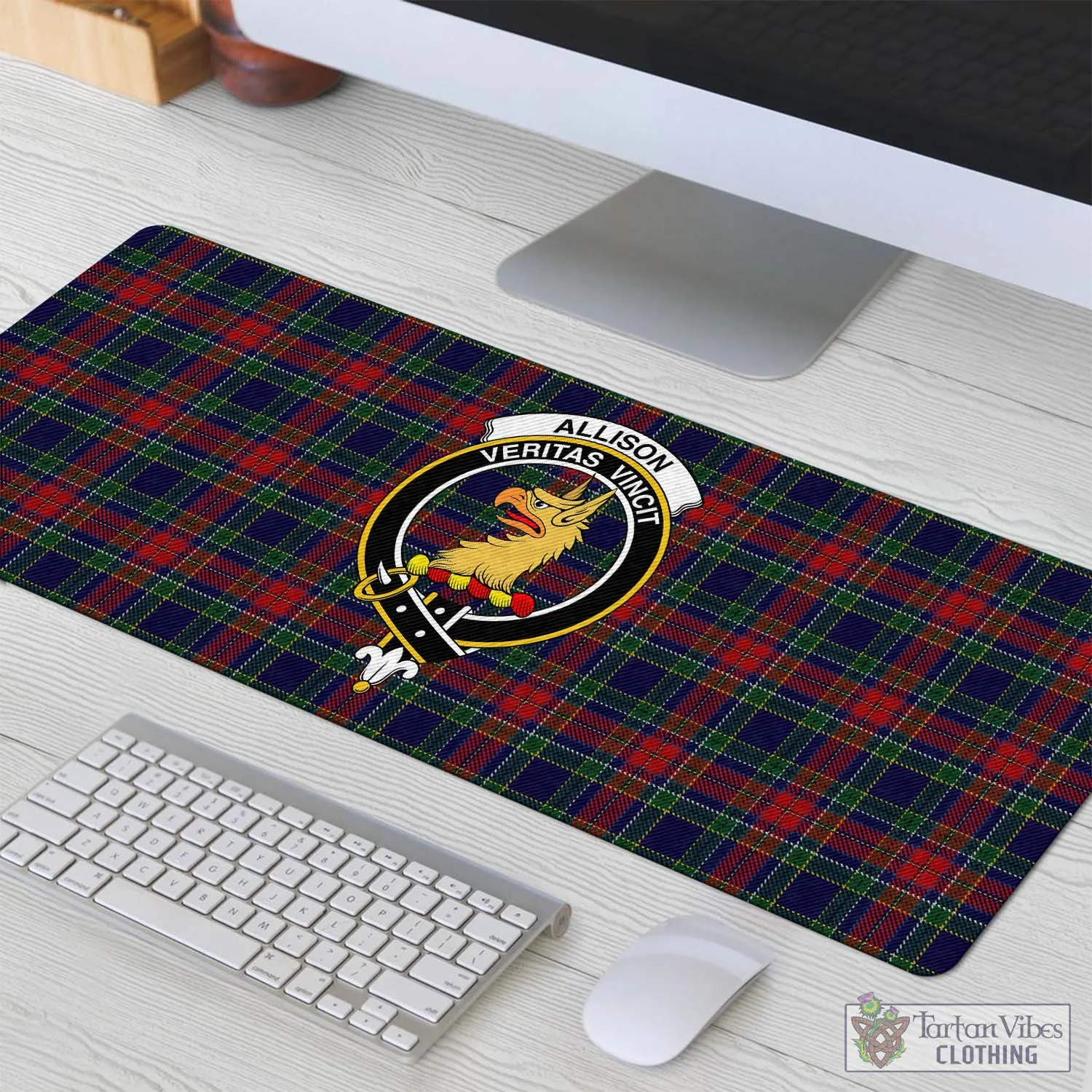 Allison Red Tartan Mouse Pad with Family Crest