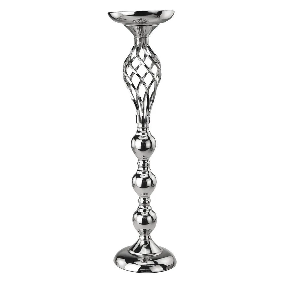 Aluminum Pillar Candle Holder Centerpiece Vase with Twisted Opening, 23-Inch