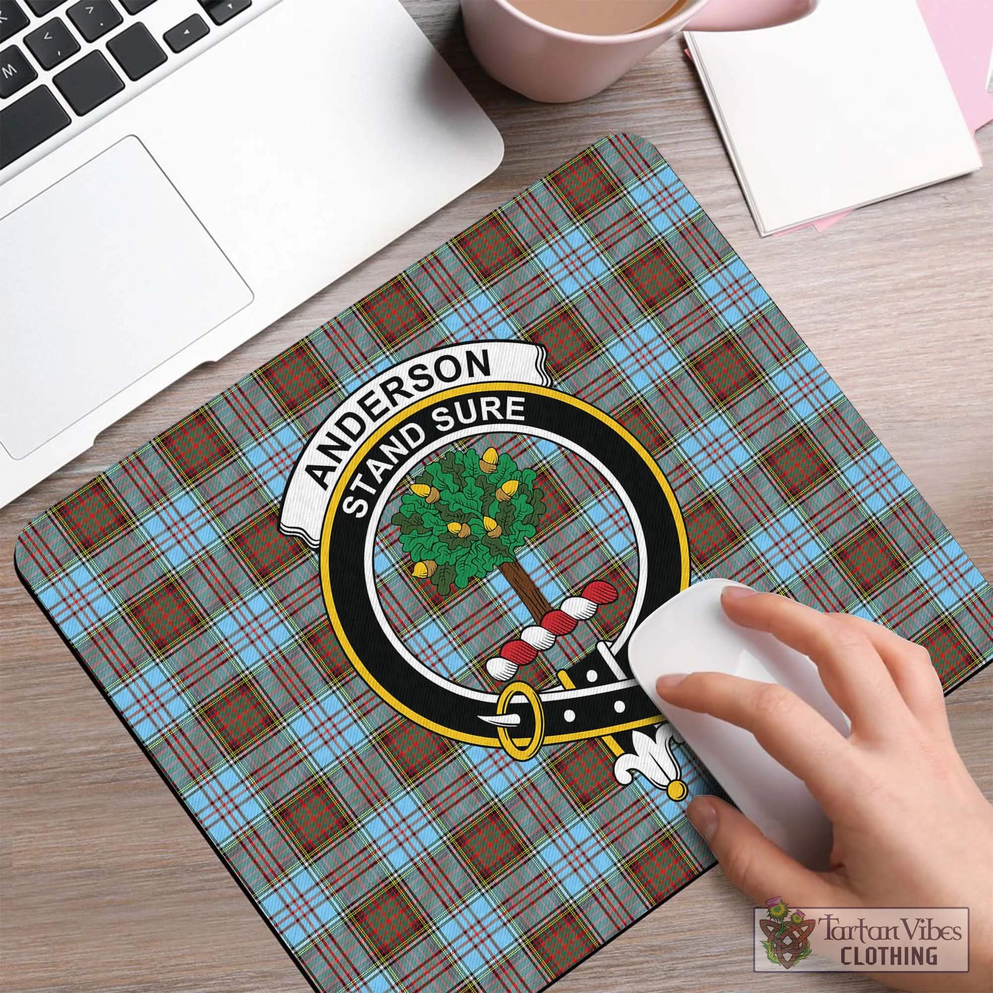 Anderson Ancient Tartan Mouse Pad with Family Crest