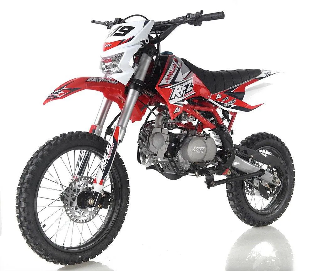 Apollo DB-X19 With HEADLIGHTS 125cc Pit / Dirt Motorcycle-17-inch front tire, 4 speed manual transmission, 32.25-inch seat height-OFF ROAD ONLY, NOT STREET LEGAL, CA Legal