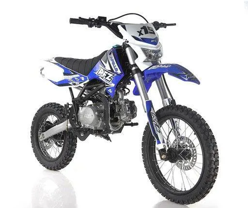 Apollo DB-X19 With HEADLIGHTS 125cc Pit / Dirt Motorcycle-17-inch front tire, 4 speed manual transmission, 32.25-inch seat height-OFF ROAD ONLY, NOT STREET LEGAL, CA Legal