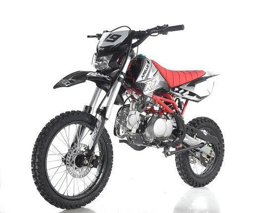 Apollo DB-X19 With HEADLIGHTS 125cc Pit / Dirt Motorcycle-17-inch front tire, 4 speed manual transmission, 32.25-inch seat height-OFF ROAD ONLY, NOT STREET LEGAL, CA Legal