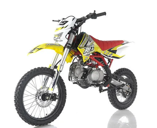 Apollo DB-X19 With HEADLIGHTS 125cc Pit / Dirt Motorcycle-17-inch front tire, 4 speed manual transmission, 32.25-inch seat height-OFF ROAD ONLY, NOT STREET LEGAL, CA Legal