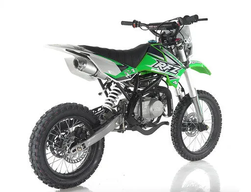 Apollo DB-X19 With HEADLIGHTS 125cc Pit / Dirt Motorcycle-17-inch front tire, 4 speed manual transmission, 32.25-inch seat height-OFF ROAD ONLY, NOT STREET LEGAL, CA Legal