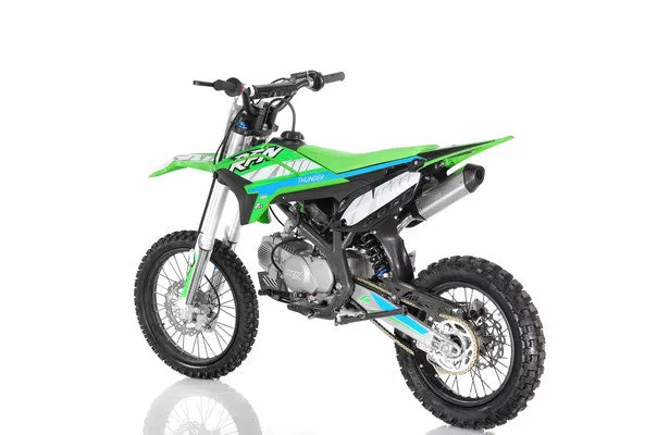 Apollo Thunder 140 Full Size Dirt Pit Bike, 4 Speed Manual, Kick Start, 33 Inch Seat Height, 17 inch front tire