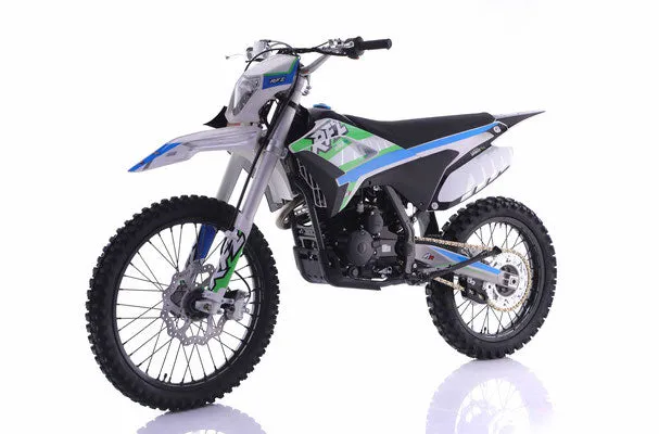 Apollo Thunder 250 DLX Thunder Adult Dirt Bike, 35.8-inch seat height, 5 speed manual Trans, Electric Start, CA Legal