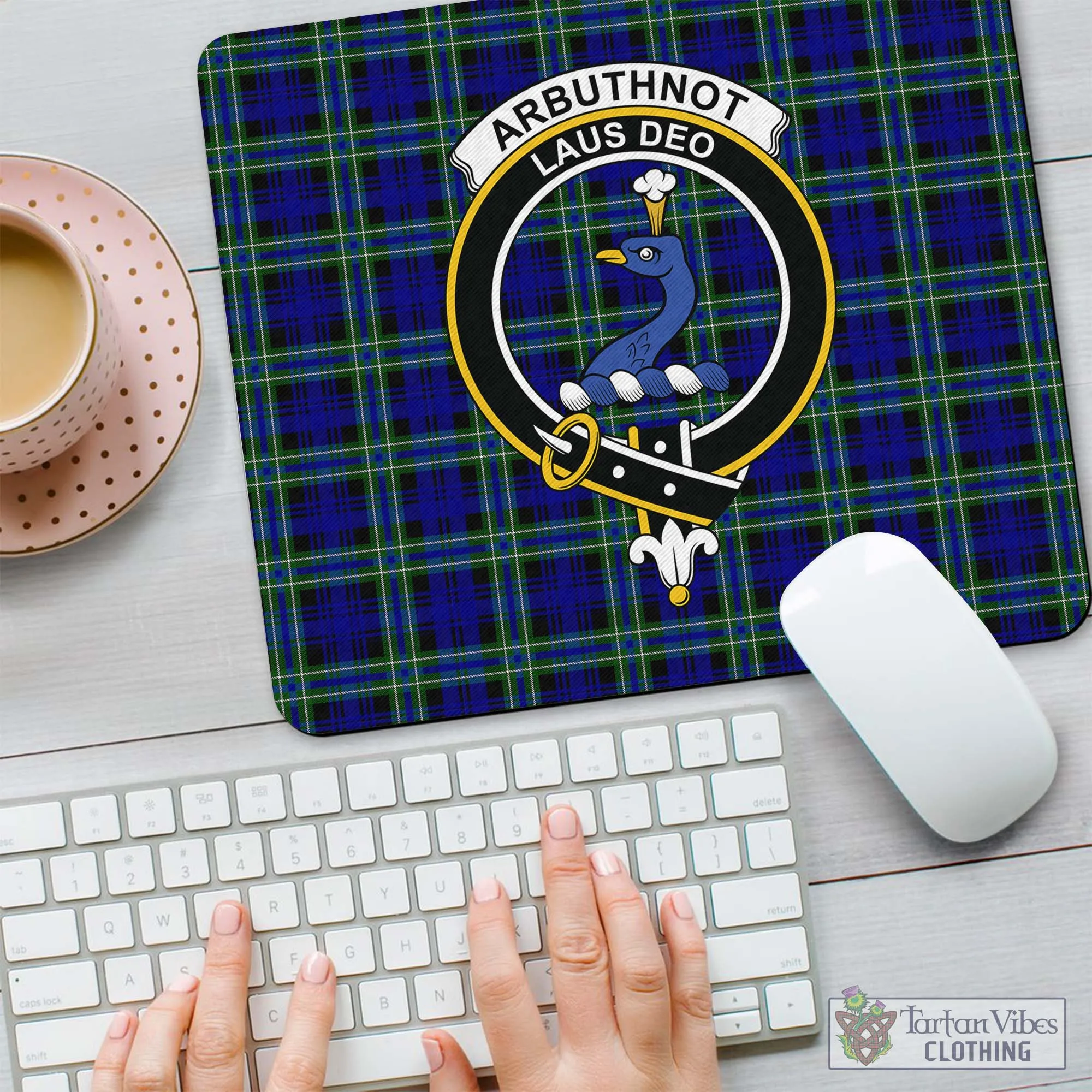 Arbuthnot Modern Tartan Mouse Pad with Family Crest