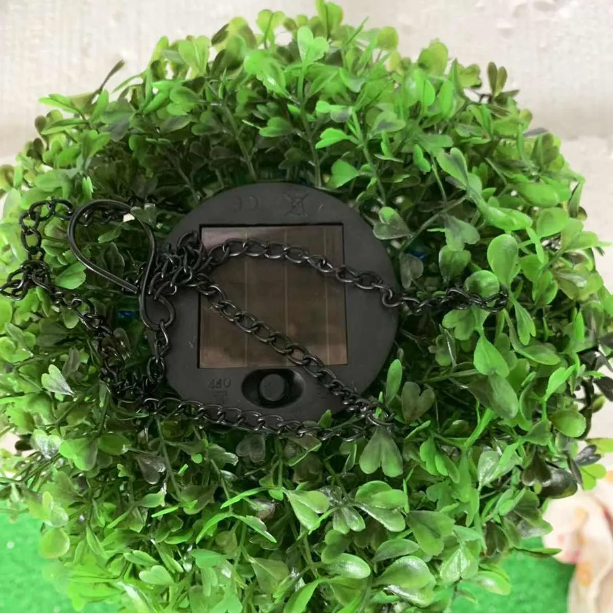 Artificial Topiary Grass Ball with Solar Lights, includes hook