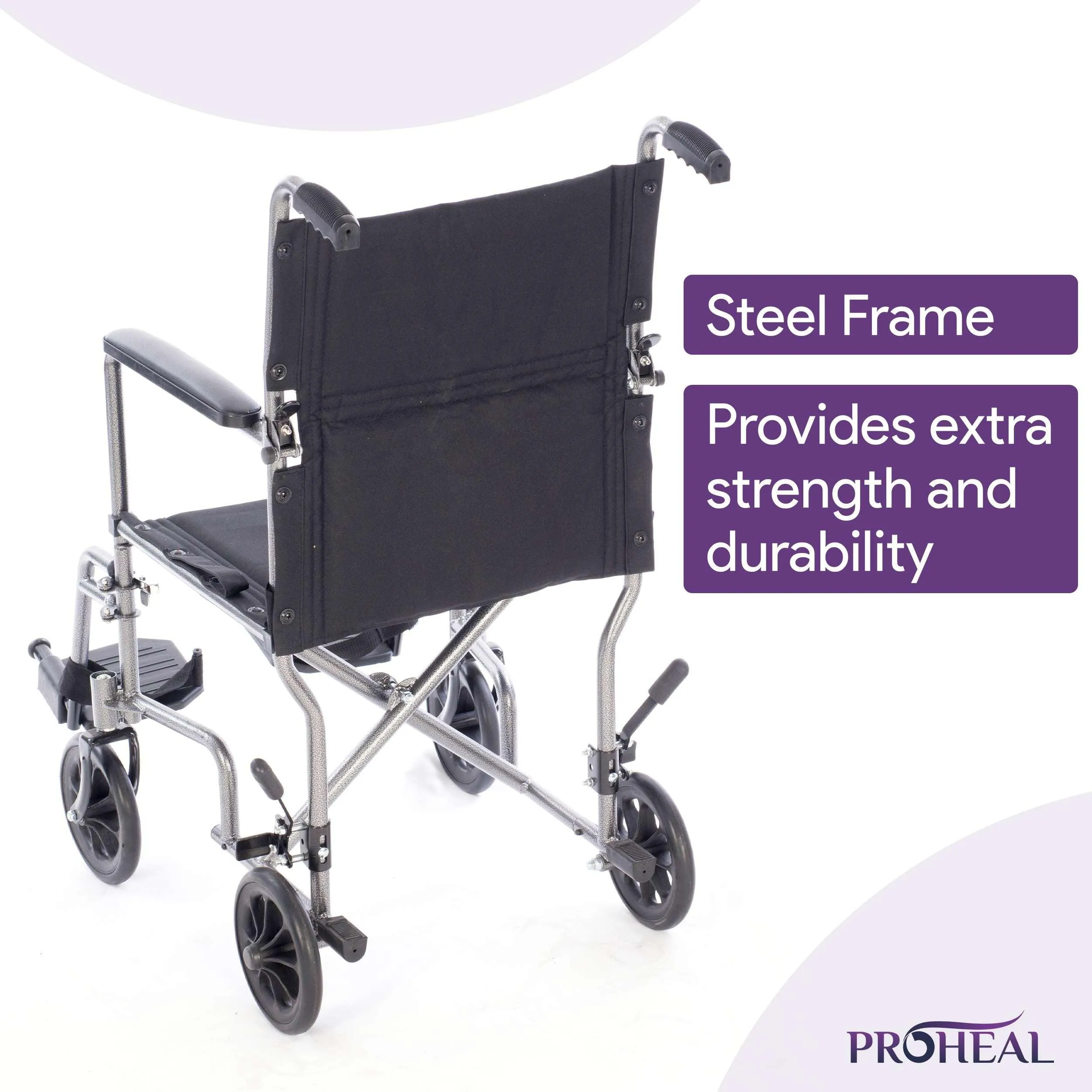 Astra Steel Transport Wheelchair - 19"