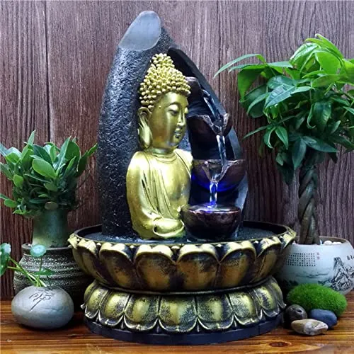 ATORSE® Sitting Buddha Water Fountain Waterfall for Garden Zen Desk Relaxing Bedroom