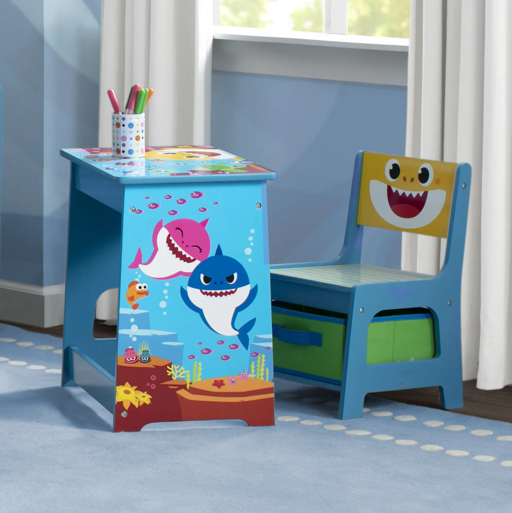 Baby Shark Wood Art Desk and Chair Set