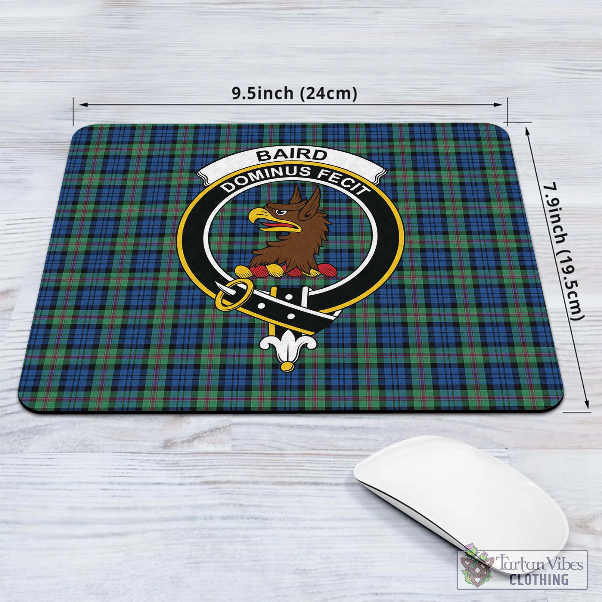 Baird Ancient Tartan Mouse Pad with Family Crest