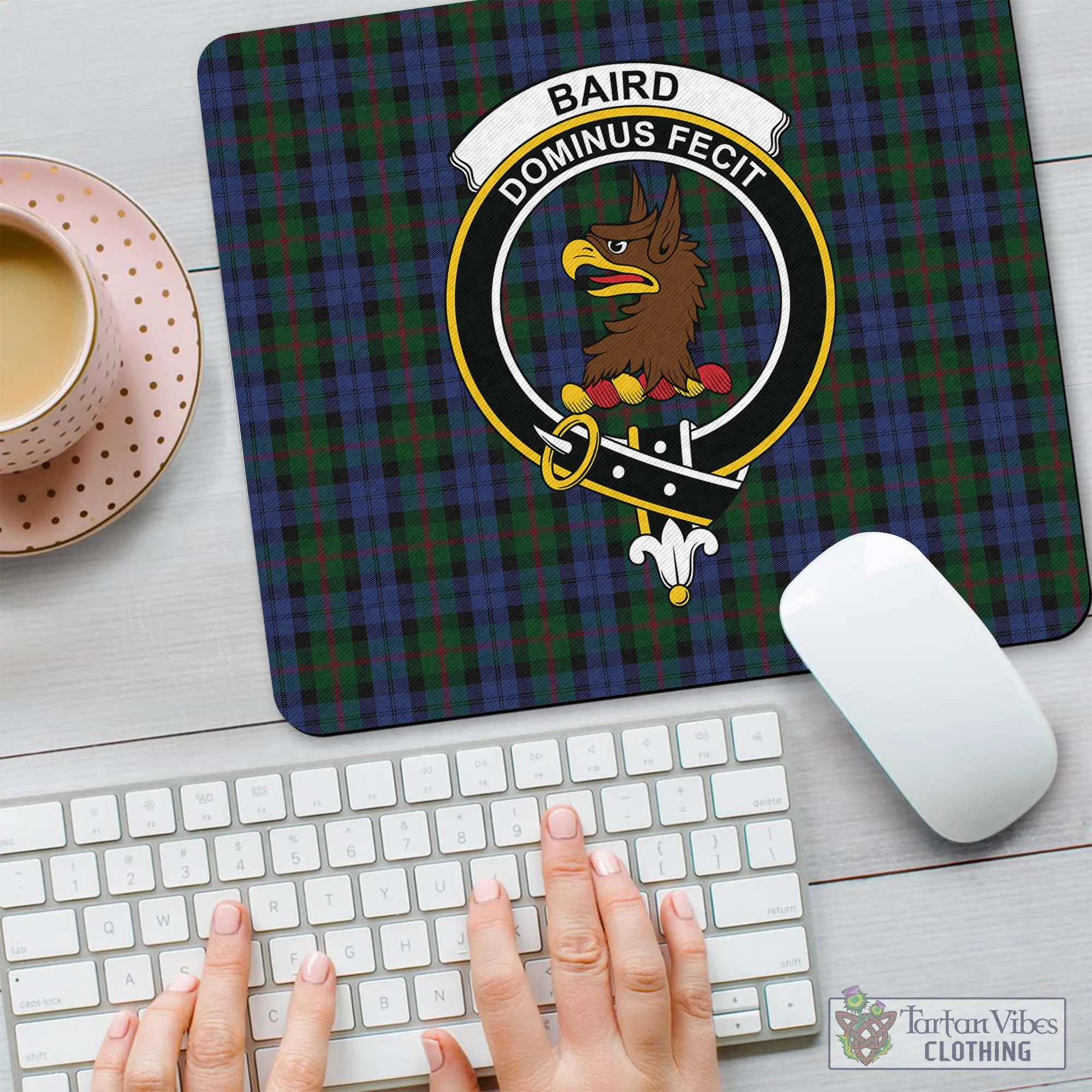 Baird Tartan Mouse Pad with Family Crest