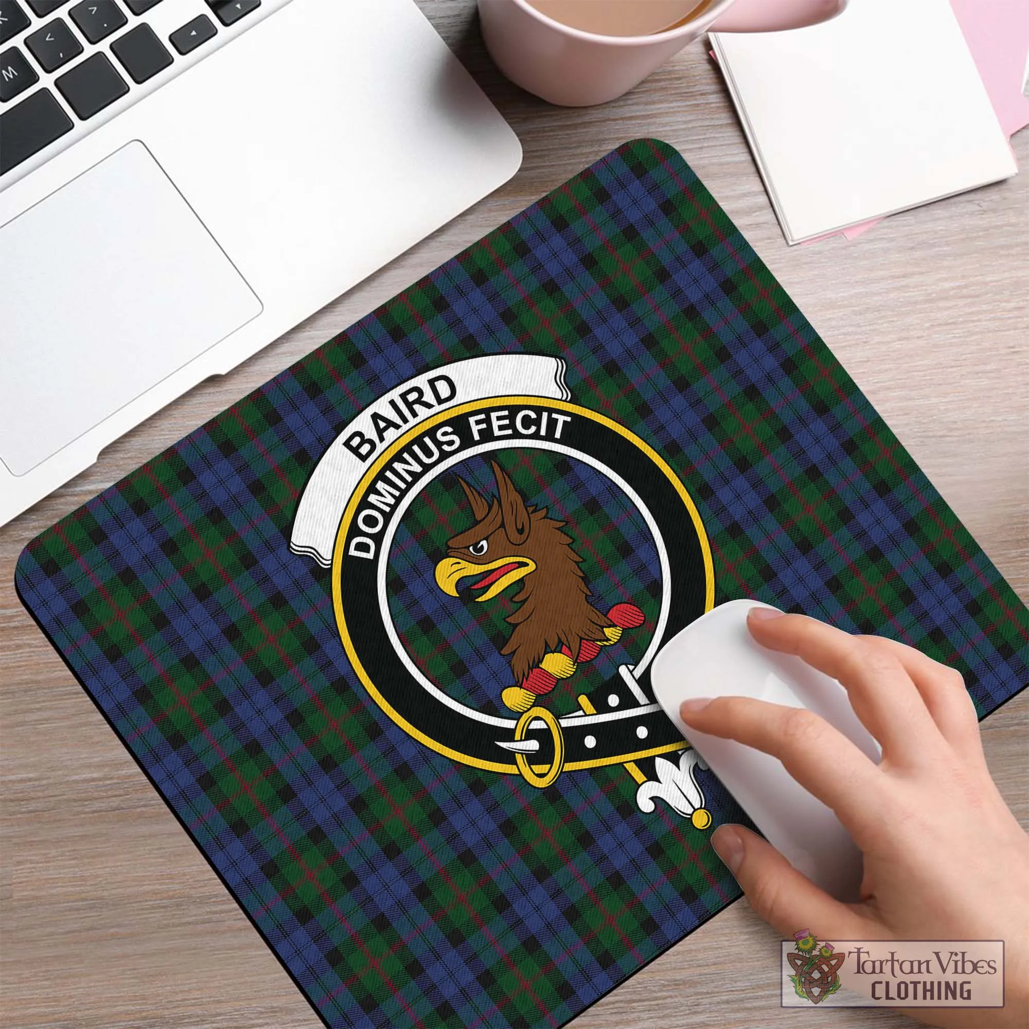 Baird Tartan Mouse Pad with Family Crest