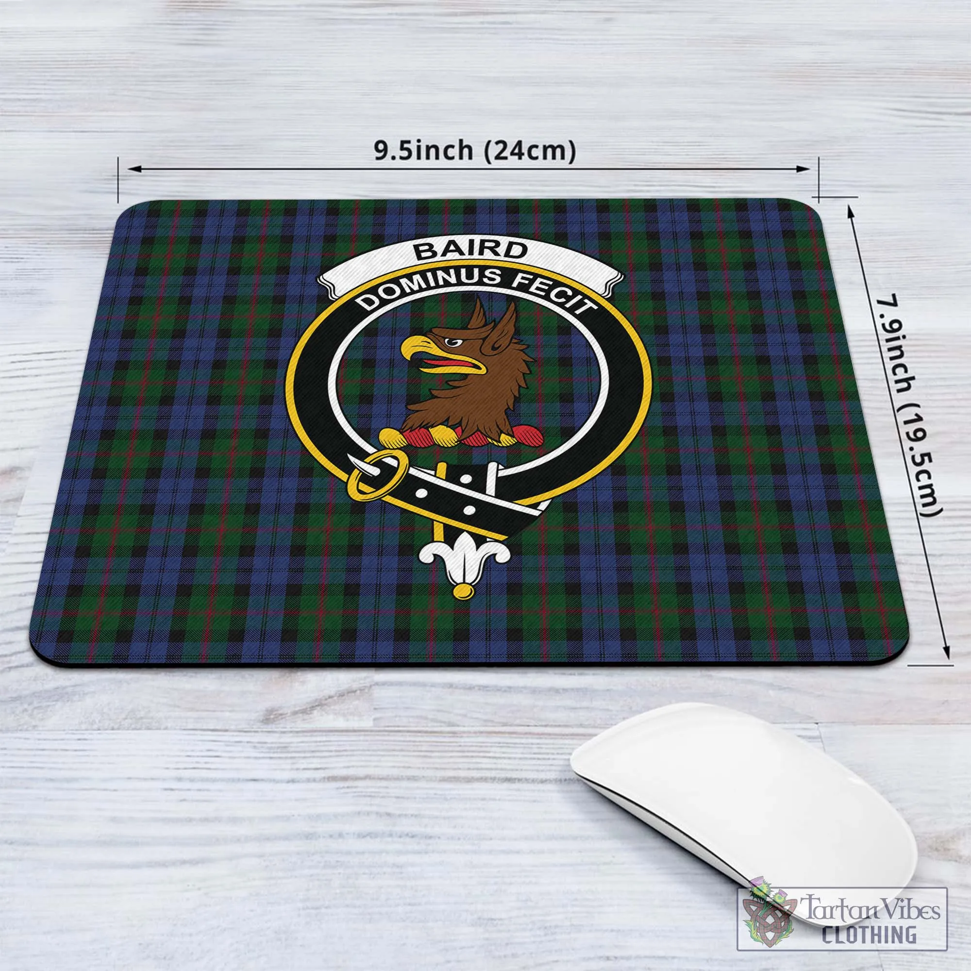 Baird Tartan Mouse Pad with Family Crest