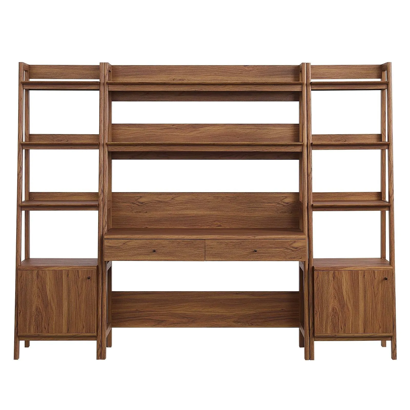 Bixby 3-Piece Wood Office Desk and Bookshelf Walnut EEI-6114-WAL