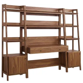 Bixby 3-Piece Wood Office Desk and Bookshelf Walnut EEI-6114-WAL