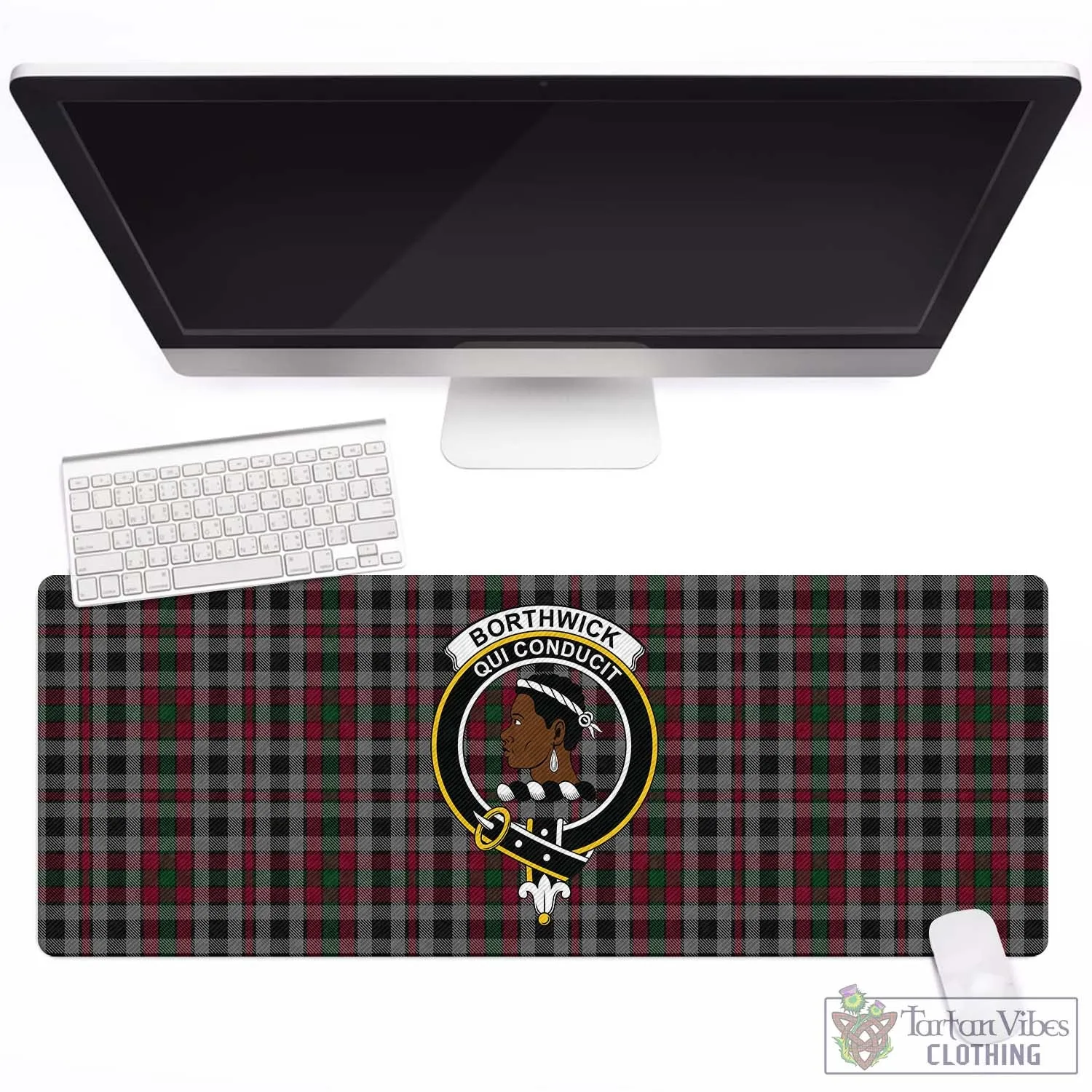 Borthwick Tartan Mouse Pad with Family Crest