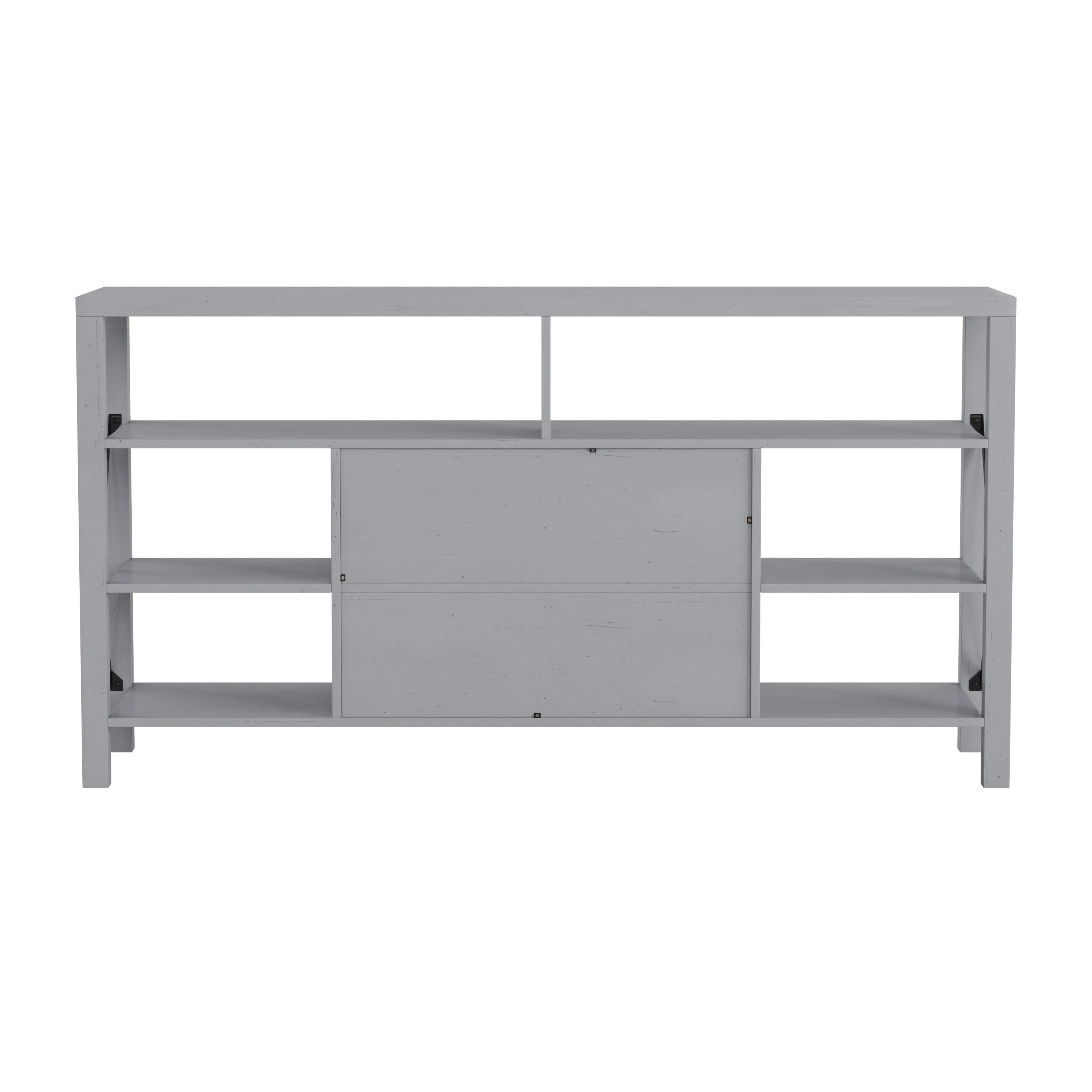 Brayden 60" Modern Farmhouse Media Console with Storage Cabinets and Shelving