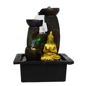 Briovy waterfall fountain indoor home decor Polyresin Indoor/outdoor water fountains with LED Lights, Home Decor, Decoration Living Room, Birthday Gift, (FN20) (Design 1) (2)