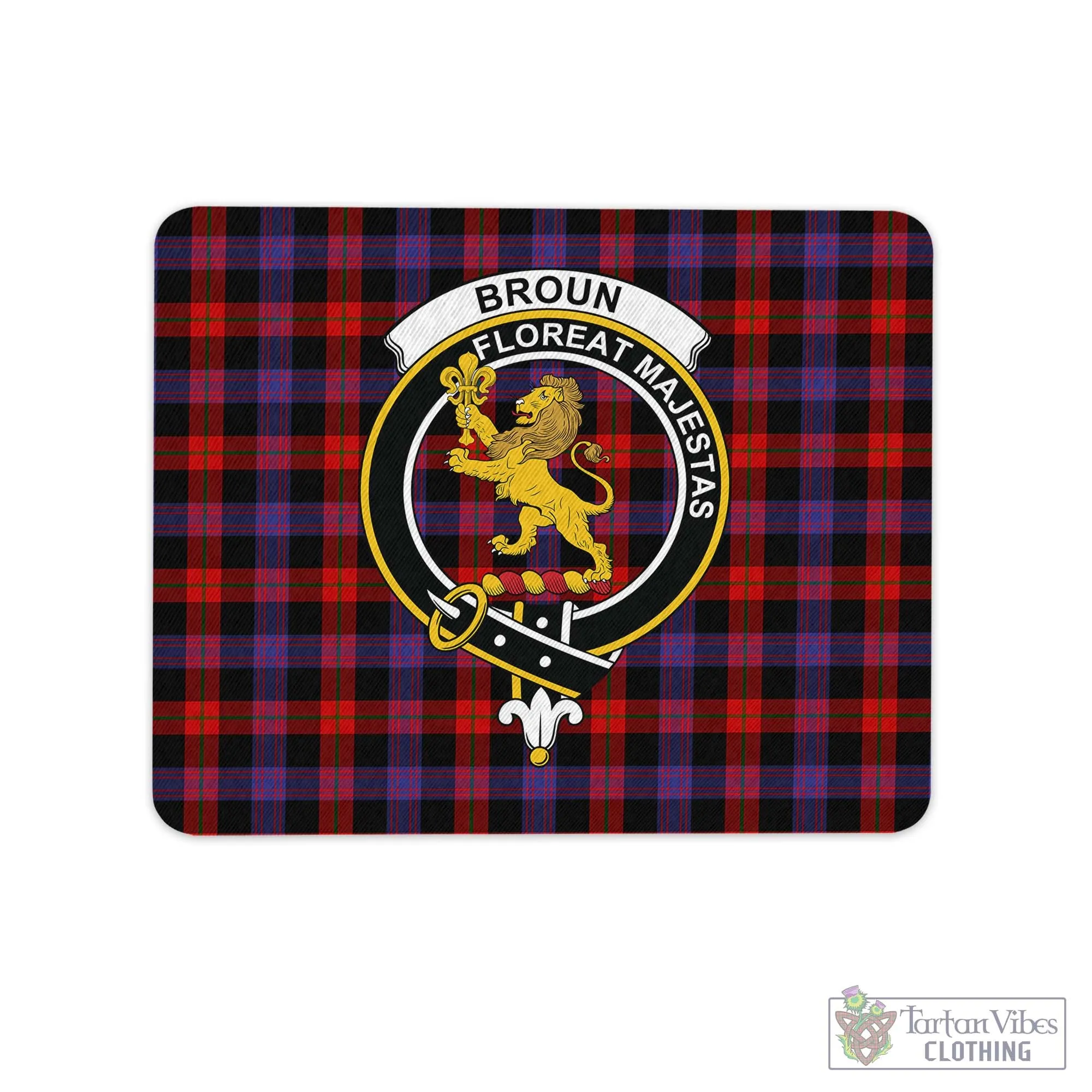 Broun Modern Tartan Mouse Pad with Family Crest