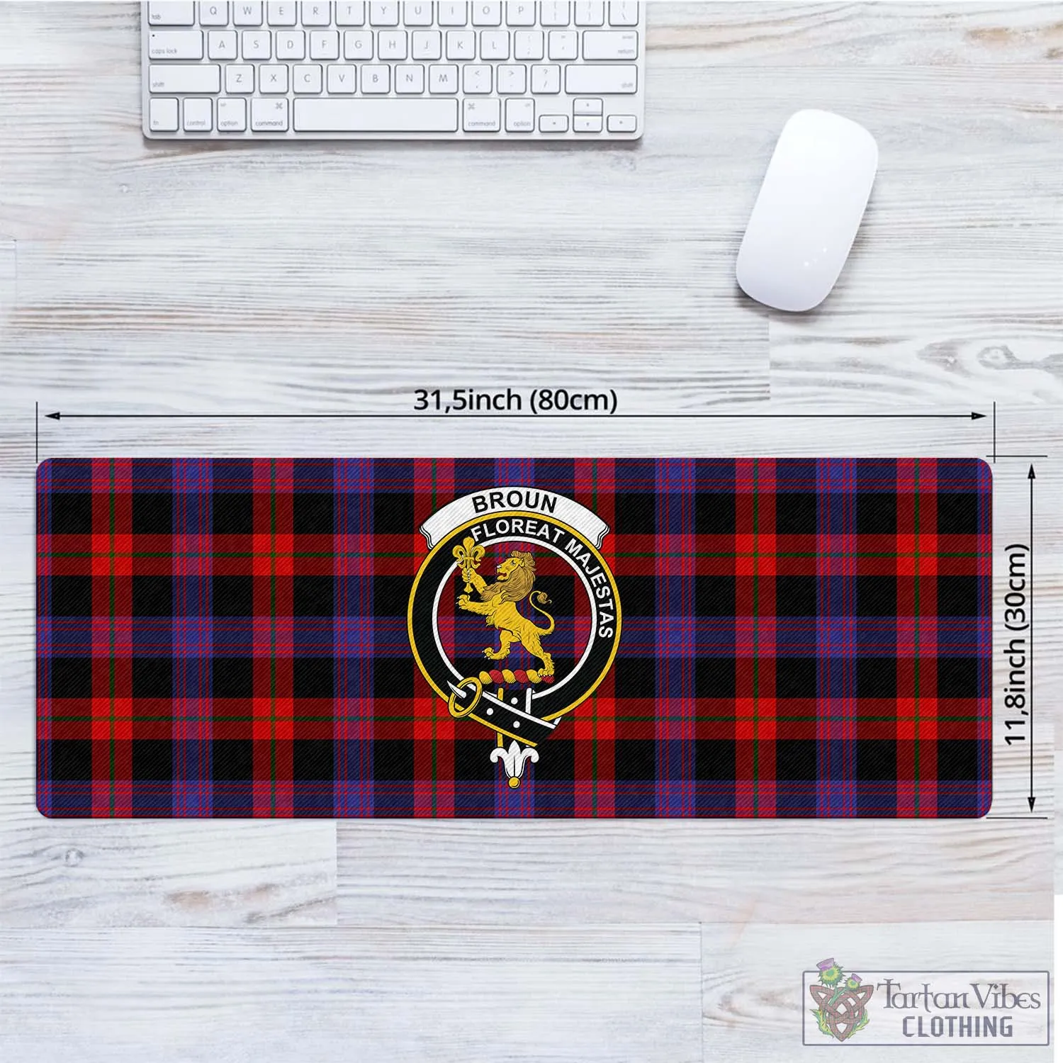 Broun Modern Tartan Mouse Pad with Family Crest